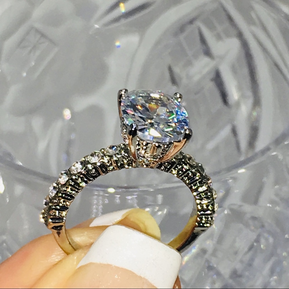 14k white gold engagement diamond wedding ring - Picture 2 of 8